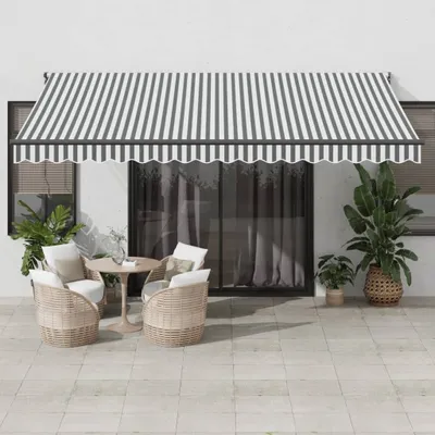 Immagine prodotto di Maison Exclusive - Tenda da sole retrattile antracite e bianca 4,5x3 m in tessuto e alluminio