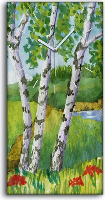 Produktbild von Leinwand Wanduhr Wandkunst Uhr Geräuschlos 30x60 Dekor Malerei Birken Wasser - weiße Hände