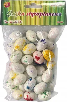 Zdjęcie produktu dla jajka styropianowe nakrapiane - brokatowe 2,5 cm, 40 szt.