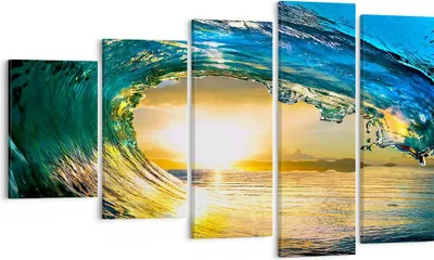 Produktbild von Bild auf Leinwand - Leinwandbild - Ozean Welle Sonne Klima - 100x60cm - Wand Bild - Wanddeko - Leinwanddruck - Bilder - Kunstdruck - Wanddekoration - Leinwand bilder - Wandkunst - EG100x60-2779