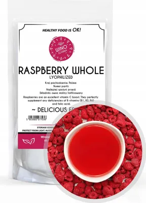 Zdjęcie produktu dla MALINA cała liofilizowana - pyszne owoce liofilizowane - 20g dekoracja tortów