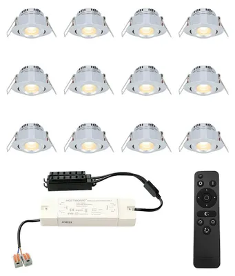 Image de HOFTRONIC - Set de 12 mini spots LED encastrables 3W 2700K IP44 inox