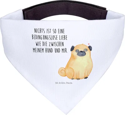 Produktbild von Mr. & Mrs. Panda Tuch für Hunde Mops - Weiß - Geschenk, Bandana, Sprüche, Hals, Hund, Halstuch, Liebe, Pure, Dreieckstuch, Knuffig