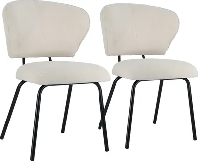 Image de Lot de 2 chaises en velours côtelé beige NILSA