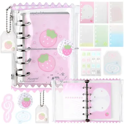 Produktbild von Notizbuch Ringbuch Nachfüllbar PVC Rosa Erdbeere 5 Ringe M5 Klein