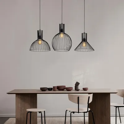 Obrázok produktu pre Opviq, moderné čierne závesné svietidlo, 3 x E27, výška 158 cm, industriálny štýl