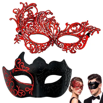 Venezianische Masken für Paare, 2er-Set, Ballmasken, Kunststoff