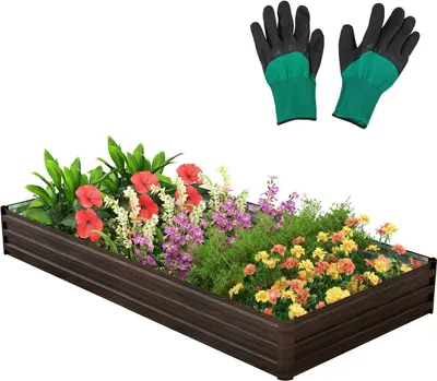 Produktbild von GOPLUS Hochbeet aus Metall, 240 x 120 x 30 cm Gemüsebeet Pflanzbeet Frühbeet für Balkon & Garten, Pflanzkasten Gartenbeet Pflanzkübel, Blumenkasten