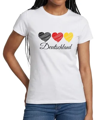 Produktbild von Spreadshirt Deutschland Herz Fußball Fanlook Frauen T-Shirt, M, Weiß