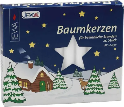 Obrázok produktu pre Sviečky na stromček biele, v balení po 20 ks na vianočný stromček a dekorácie (VxØ)10,5x1,3 cm NOVINKA