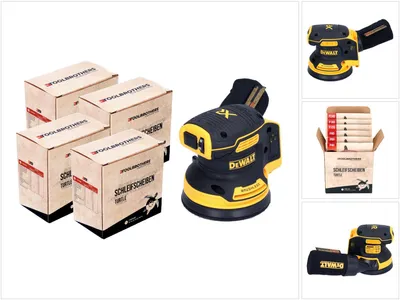 Immagine prodotto di Levigatrice rotorbitale a batteria DeWalt DCW 210 N 18 V 125 mm brushless solo + 4x set di dischi abrasivi Toolbrothers TURTLE