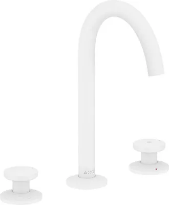 Image de Robinet de lavabo AXOR One, 3 trous, modèle Select 170, avec système de vidange à poussoir, finition blanc mat