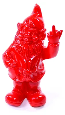 Produktbild von Figur - Gartenzwerg mit Stinkefinger - 20 cm - rot - humorvolles Geschenk