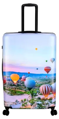 Produktbild von Reisetrolley STONEWOOD 4W | Koffer mit Vier Rollen | stabile ABS Hartschale und TSA Zahlenschloss | Trolley mit Reißverschluss | mit modernem Foto Motiv (Ballon, L - großer Koffer)