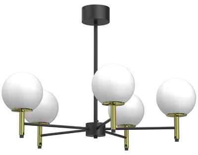 Zdjęcie produktu dla Lampa wisząca Awinion czarny mat-złoty połysk-biała 6xE27x15W metal wym:58x84x84cm IP20 Luminex