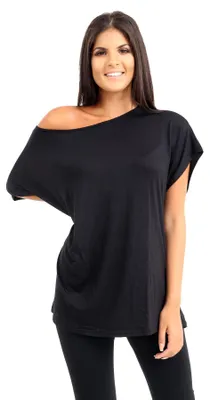 Productafbeelding van Janisramone, dames, nieuwe collectie: top met wijde mouwen, model "batwing", halterneck en losse pasvorm