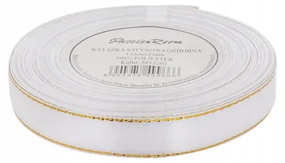 Obrázek produktu pro Saténová stuha 12mm bílá se zlatou nití pro dekorace