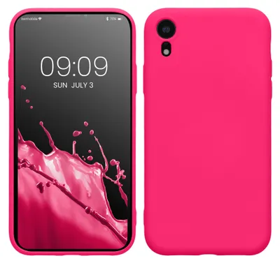 Produktbild von kwmobile Hülle kompatibel mit Apple iPhone XR Hülle - gummierte TPU Silikon Handyhülle - Schutzhülle für kabelloses Laden - Case in Neon Pink