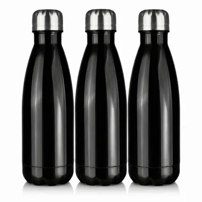 Produktbild von Edelstahl Thermosflasche 3 Set Trinkflasche Isolierflasche Wasserflasche Schwarz