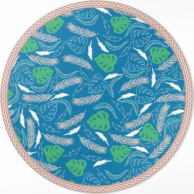 Produktbild von Verschiedene Arten von Blättern – Vinyl Fußmatte – Ø 120cm – Rutschfest – Pflegeleicht & Langlebig
