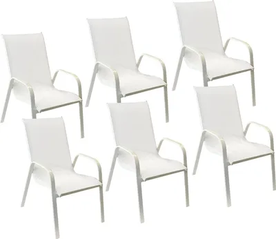 Produktbild von 6erSet Stühle MARBELLA aus weißem Textilene - weißes Aluminium
