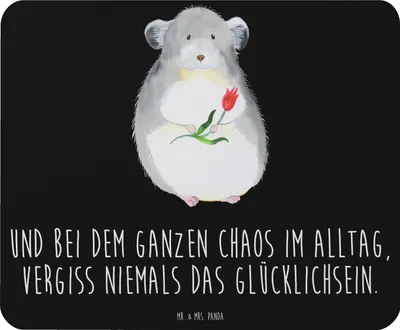 Produktbild von Mr. & Mrs. Panda Mauspad Chinchilla Blume - Schwarz - Geschenk, Liebeskummer, Lustige Sprüche, Büro, Mouse Pad, Kummer, mousematte, Chaos, pc mausunterlage, laptop