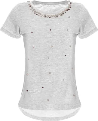 Produktbild von BEZLIT Mädchen T-Shirt mit Kunst-Perlen  Grau 104