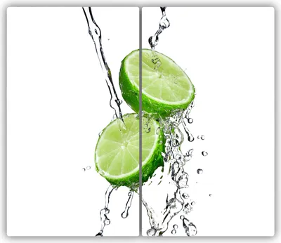Produktbild von Tulup Glas-Herdabdeckplatte - 2x30x52cm - Glaskeramikkochfeld-Abdeckung Spritzschutz Zweiteilig Limetten und Wasser