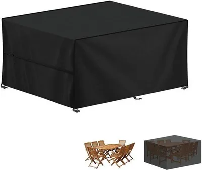 Produktbild von Ibenzoa® Gartenmöbelabdeckung – Schutzhülle aus 420D Oxford mit PolyurethanBeschichtung, UV-Schutz, wasserfest & reißfest, 160×130×90 cm, Zugschnüre & Eckschlaufen
