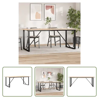 Produktbild von The Living Store Esstisch O-Gestell 200x100x75cm Massivholz Kiefer und Gusseisen