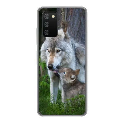 Produktbild von MuchoWow® Handyhülle Schutzhülle Hülle für Samsung Galaxy A03s Wolf - Moos - Wald - Welpe Silikon Softcase Handy Hülle - Schutz