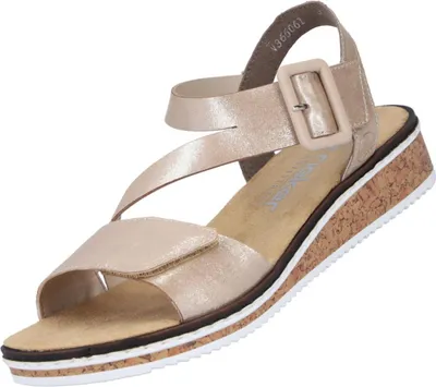 Produktbild von Rieker Damen Sandale Keilsandalette Klettverschluss V3660, Größe:40 EU, Farbe:Gold