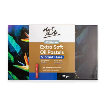 Produktbild von Mont Marte Ölpastellkreiden Set – Lebendige Farben 52 Stk. – Extra weich, leicht verblendbar – Für Malerei & Kreative – Ideal für Anfänger & Künstler
