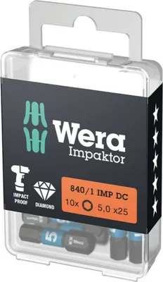 Produktbild von Wera Bit Impaktor 6-kant 5 Länge 25mm 6-kant 1/4 Zoll diamantbeschichtet 840 / 1 IMPDC DIN3126-D6,4 - 5057605001