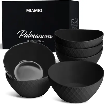 Immagine prodotto di MIAMIO - Set di 6 ciotole Palmanova Collection (6 x 800 ml) in Vetroceramica nera