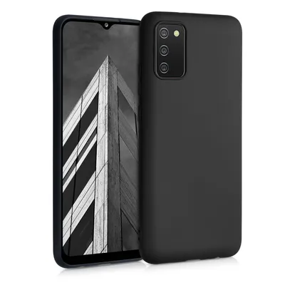 Produktbild von kwmobile Hülle kompatibel mit Samsung Galaxy A02s Hülle - weiches TPU Silikon Case - Cover geeignet für kabelloses Laden - Schwarz matt