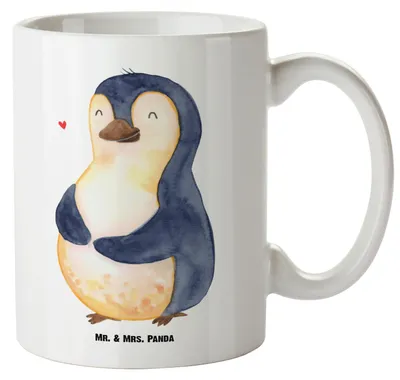 Produktbild von Mr. & Mrs. Panda Pott Pinguin Diät - Weiß - Geschenk, steingut tasse, Selbstliebe, glücklich, weisse, Selbstrespekt, Motivation, Jumbo, jumbotasse, Große Teetasse