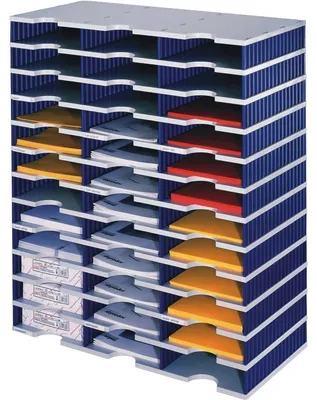 Produktbild von styro Grundeinheit styrodoc trio 36 Fächer blau / grau