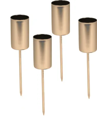 Immagine prodotto di Set di 4 candele a bastoncino - argento - tappo per candele per l'Avvento e per le decorazioni natalizie - candelabro per candele da tavola