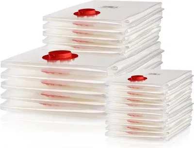 Produktbild von Vacuumbeutelset, 20 Stück, 90% Raumersparnis, für Kleidung und Decken, Aufbewahrungsbeutel, vakuumfähige Beutel, mit Staubsauger entleeren
