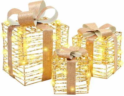 Immagine prodotto di Scatola regalo di Natale illuminata 3 pz Bianco caldo