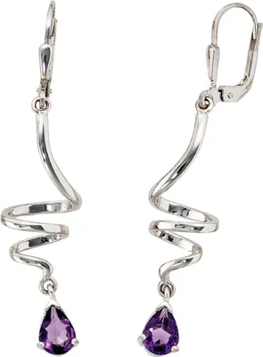 Produktbild von JOBO Boutons 925 Sterling Silber rhodiniert 2 Amethyste Ohrringe Ohrhänger