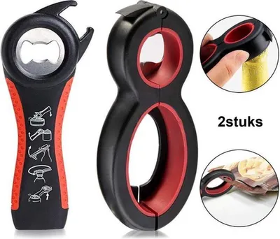 Produktbild von Multifunktionsöffner - 2er Set - 6-in-1 - 5-in-1 - Küchenhelfer - Dosenöffner - Flaschenöffner - Öffner - Küchenzubehör