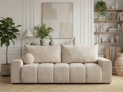 Produktbild von GrainGold Schlafcouch Miro - Sofa mit Schlaffunktion und Bettkasten - Schlafsofa, Klappsofa, Polstersofa - Schlafcouch Beige (Komodo 11)