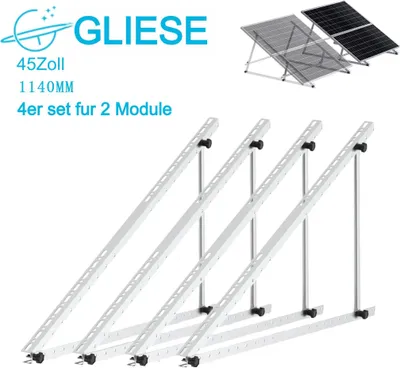 Produktbild von Balkonový držák elektrárny 118 cm (46 palců) úhel držáku solárního modulu nastavitelný 0-90° pro zahradní obytný vůz s plochou střechou