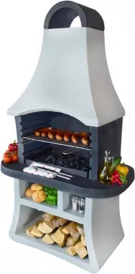 Produktbild von Casa Padrino Luxus Gartengrill Weiß / Grau 98 x 58 x H. 177 cm