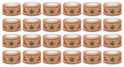 Productafbeelding van Kerstverpakkingstape, 48mm x 50m, pakketband, cadeaupapier, met rendierprint, 24 stuks.