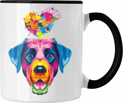 Produktbild von Trendation - Labrador Herz Farbe Besitzer Tasse Geschenk Lustiger Spruch Geschenkidee Labrador Liebhaber (Schwarz)