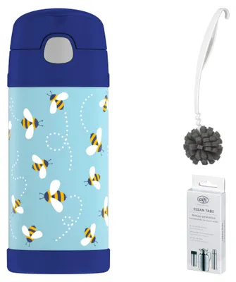 Zdjęcie produktu dla THERMOS FUNTAINER STRAW BOTTLE 0,35 l Trinkflasche – Vorteilsset mit Reinigungsbürste CLEAN FIX 30 cm + CLEAN TABS (20 Stück)