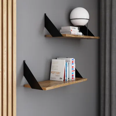Obrázek produktu pro AKKE retro dřevěná závěsná police FLAT moderní LOFT-style DxŠ: 60x20 cm